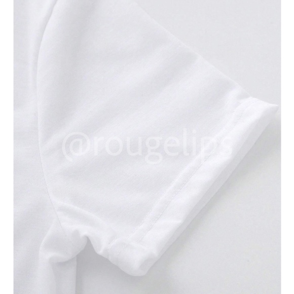 Graphic Appliqué White Summer Tee Shirt Crewneck - Picture 4 of 13